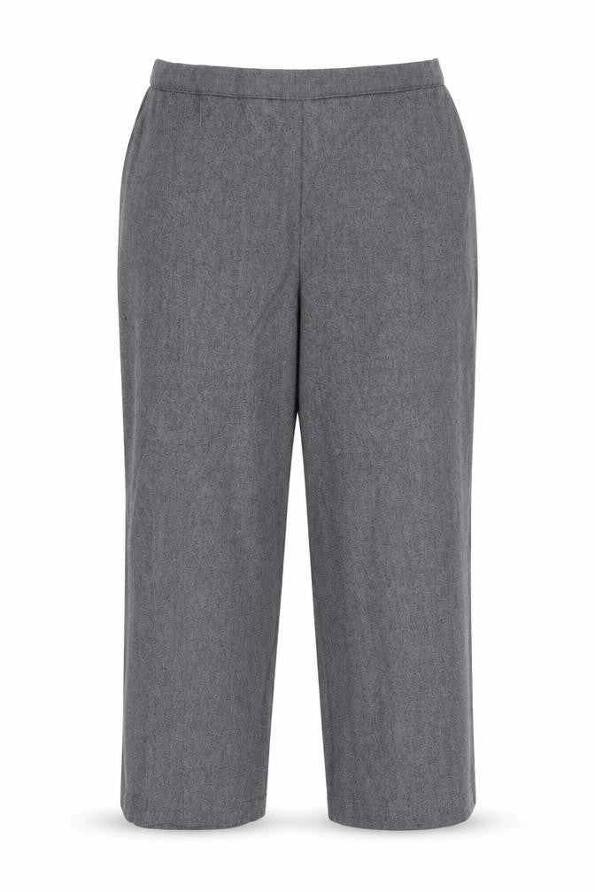 Front view of Preworn women’s grey trousers, size UK 18, 24-inch leg