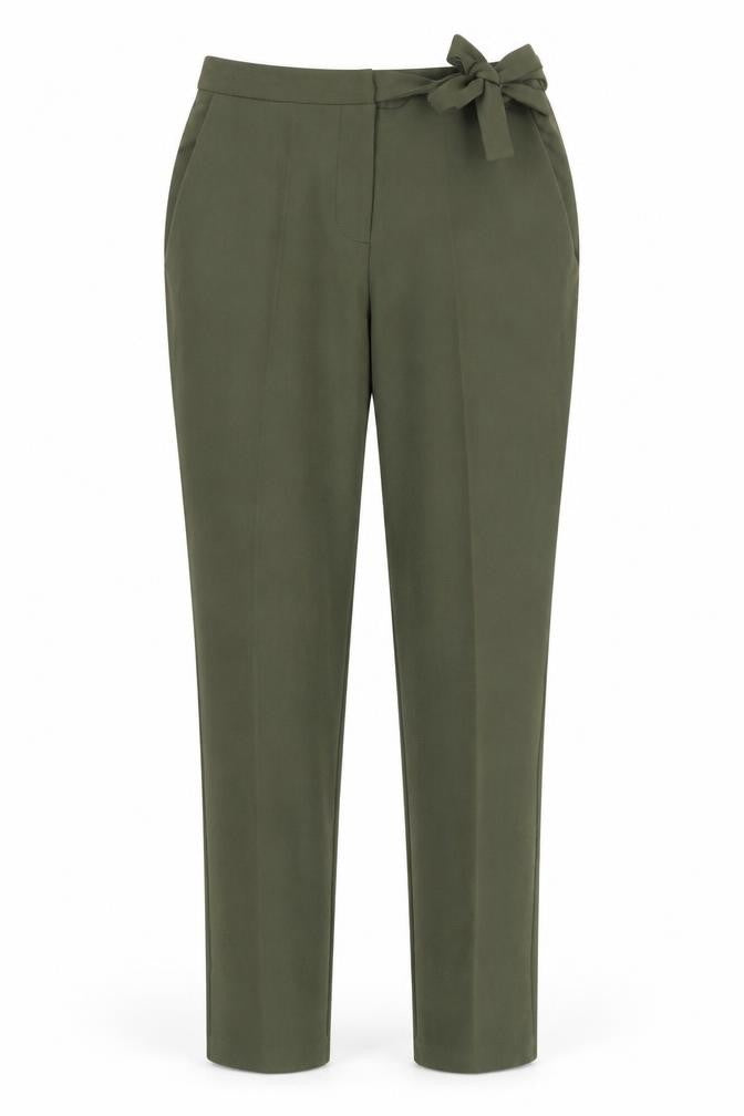 Front view of Missguided women’s green trousers, size UK 8, 28-inch leg