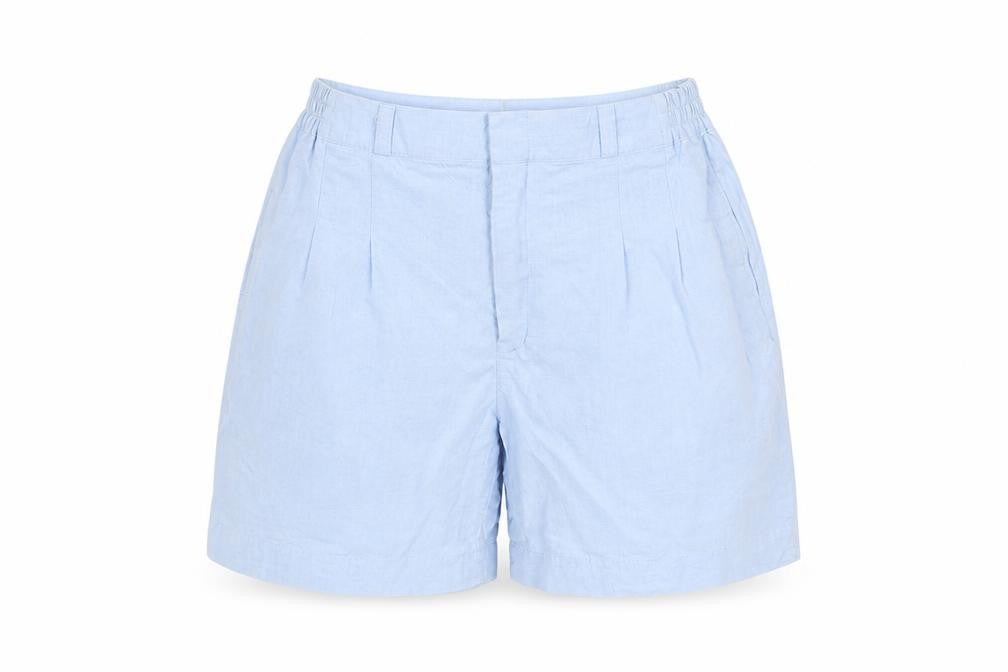 Front view of Preworn women’s blue bermuda shorts, size XL