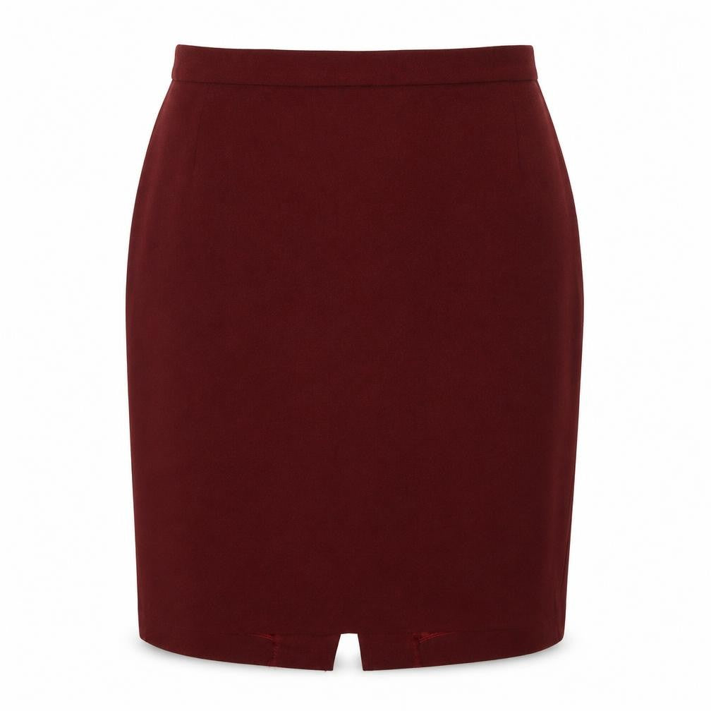 Front view of Preworn women’s brown straight & pencil skirt, size UK 28, in
