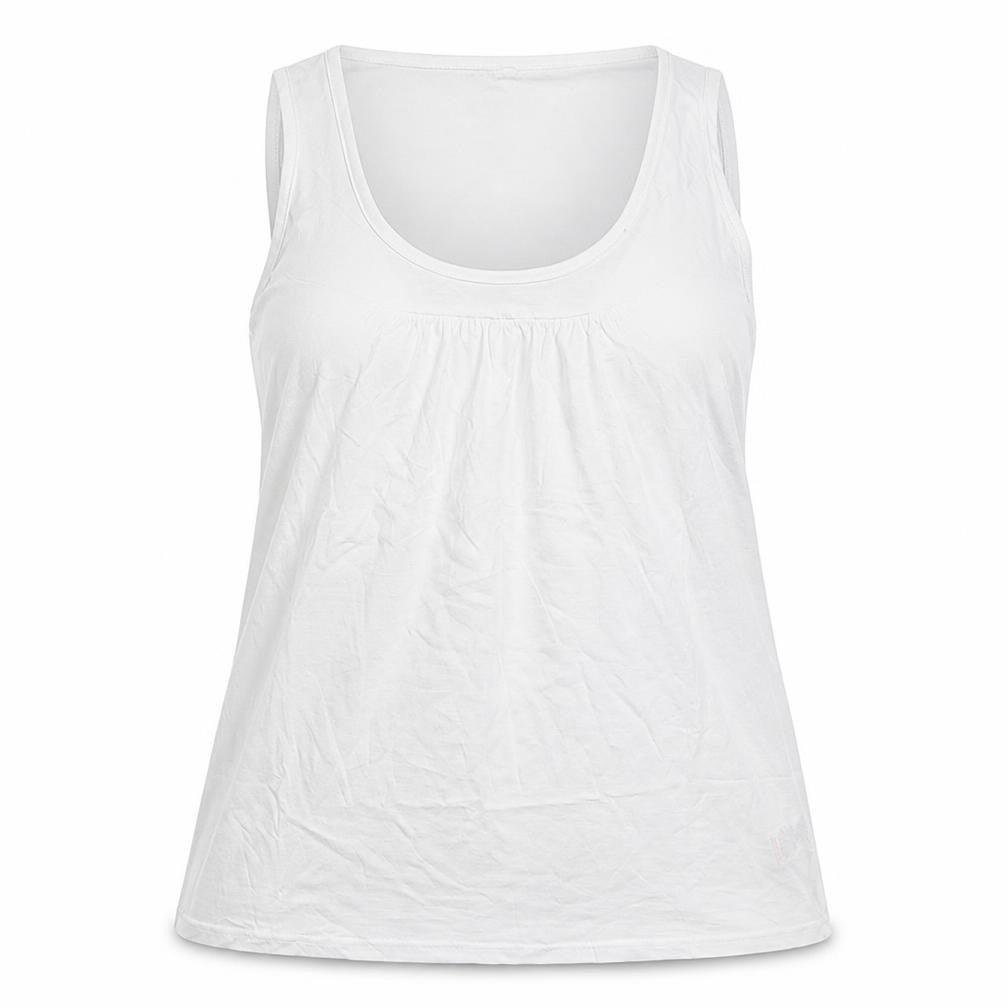 Front view of Urban Boutique women’s white basic tank, size UK 16