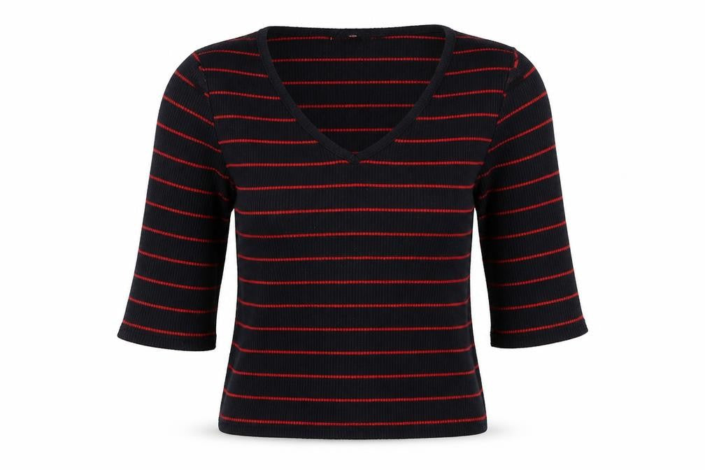 Front view of New Look girls’ blue striped jumper, size 14-15, years