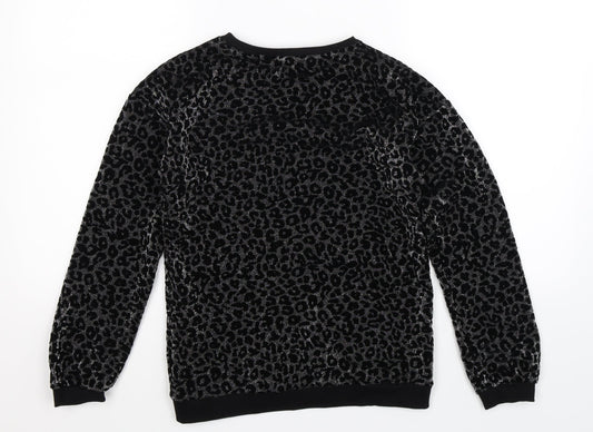 TU Girls Black Animal Print  Pullover Sweatshirt Size 12 Years