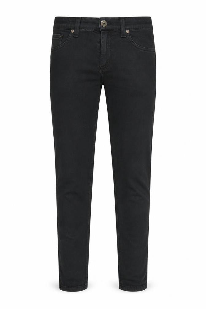 Front view of Sisley men’s black denim skinny jeans, 30-inch leg