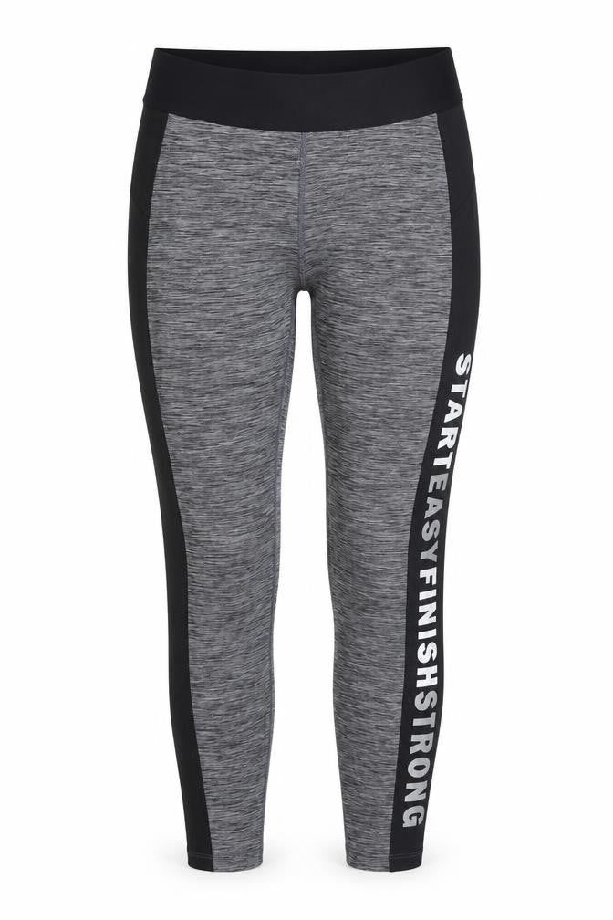 Front view of H&M women’s grey pedal pusher leggings, size S, 26-inch leg