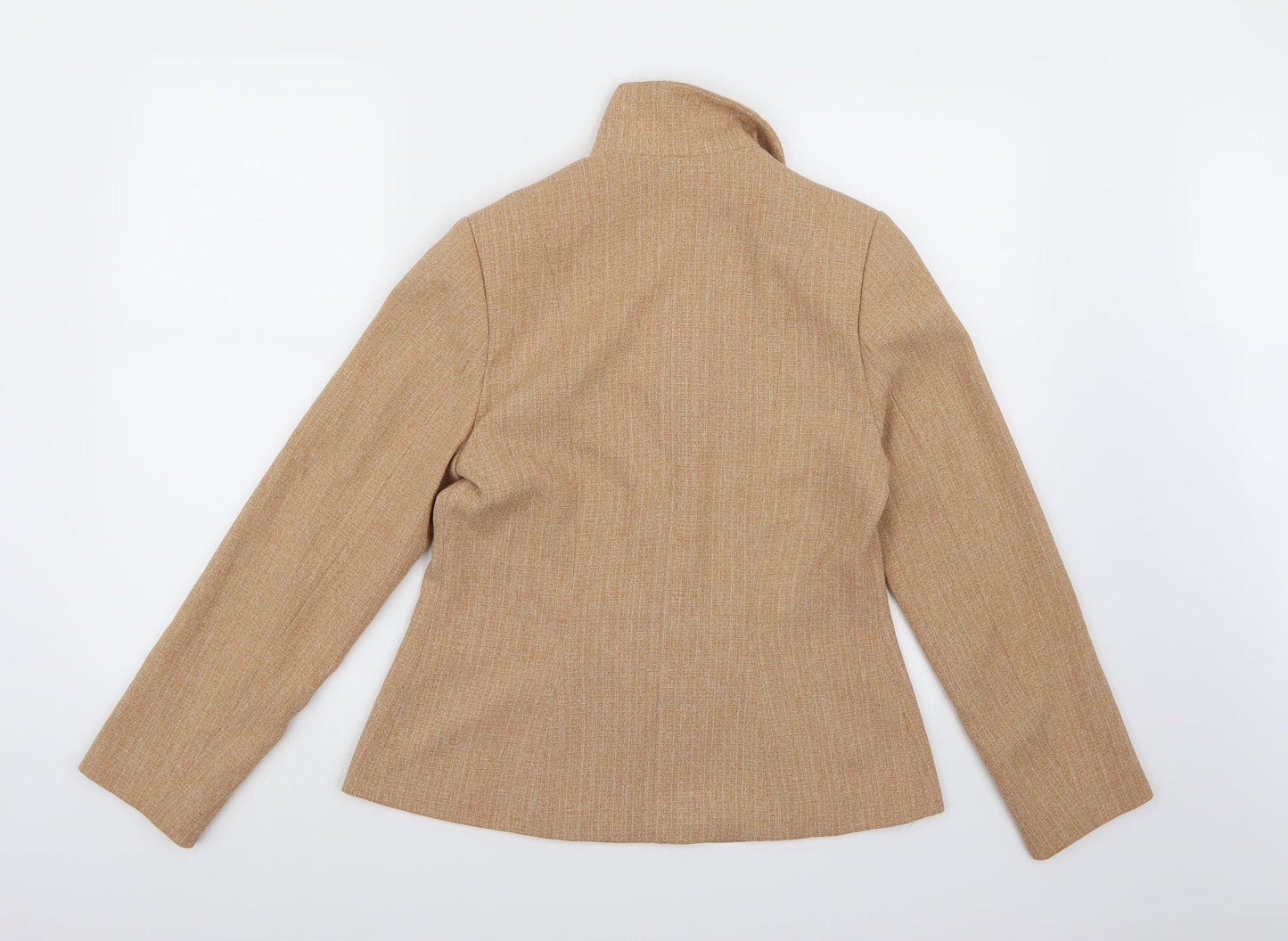 Preworn Womens Orange  Rayon Jacket Blazer Size 8