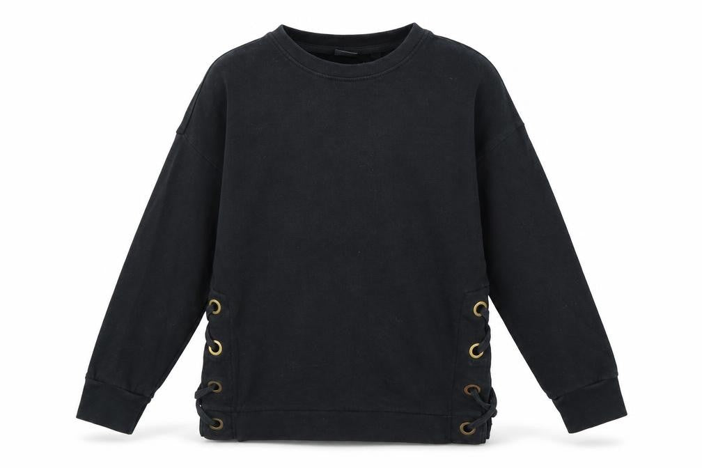 Front view of Next girls’ black jersey pullover sweatshirt, size 8, years