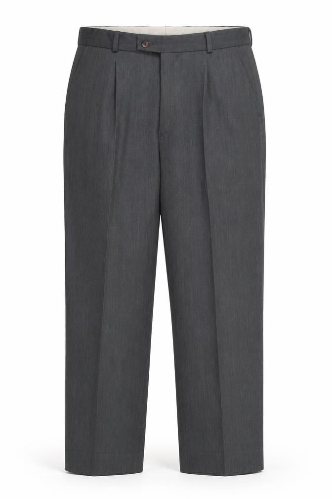 Front view of Burton men’s grey rayon dress pants trousers, 30-inch leg