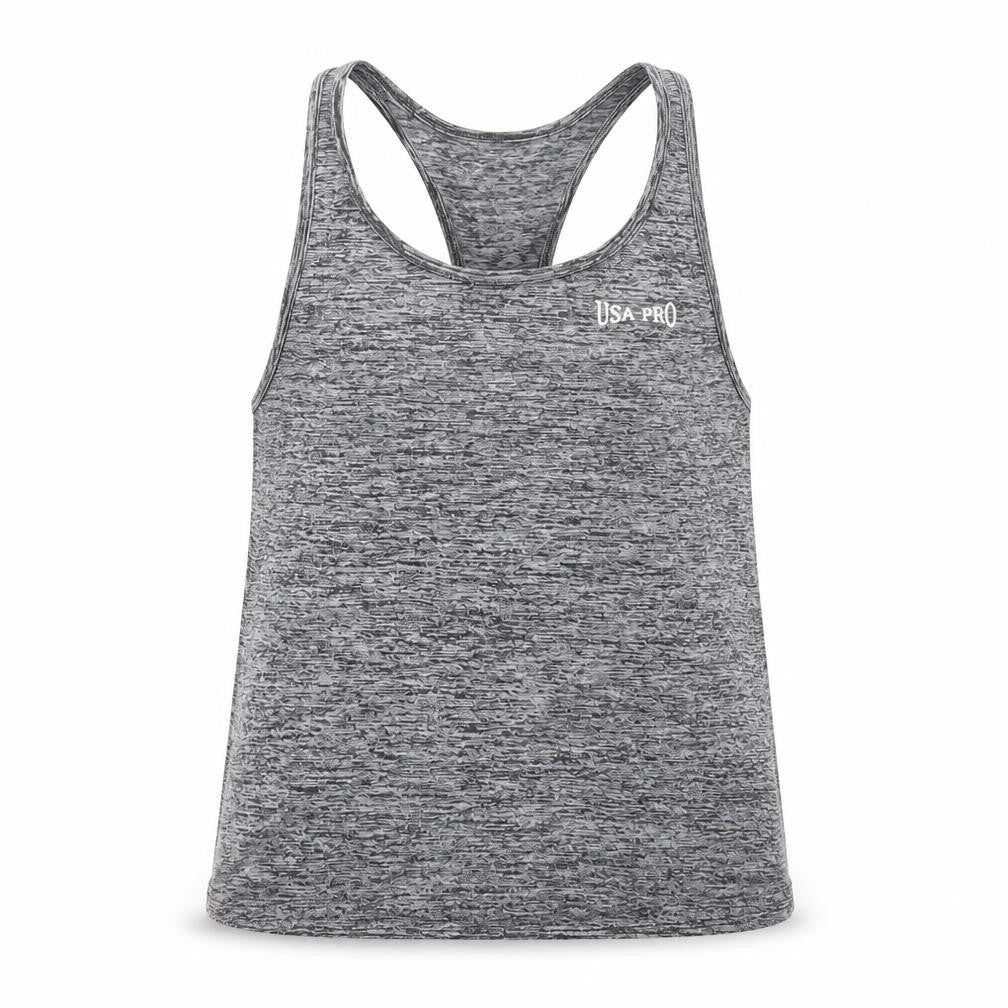 Front view of USA Pro girls’ grey camisole tank, size 9-10, years