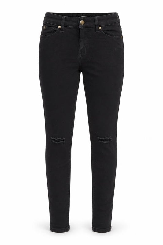 Front view of brave soul london women’s black denim skinny jeans, size UK 8