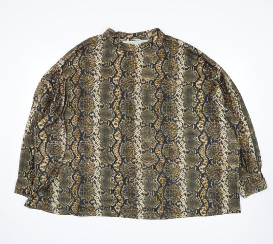 George Womens Yellow Animal Print  Pullover Sweatshirt Size 2XL
