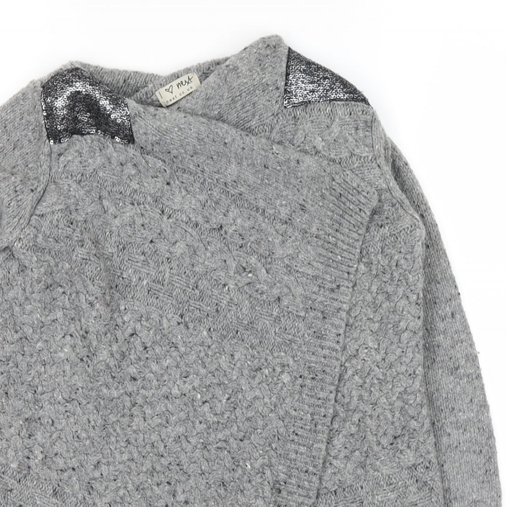 NEXT Girls Grey   Cardigan Jumper Size 5-6 Years