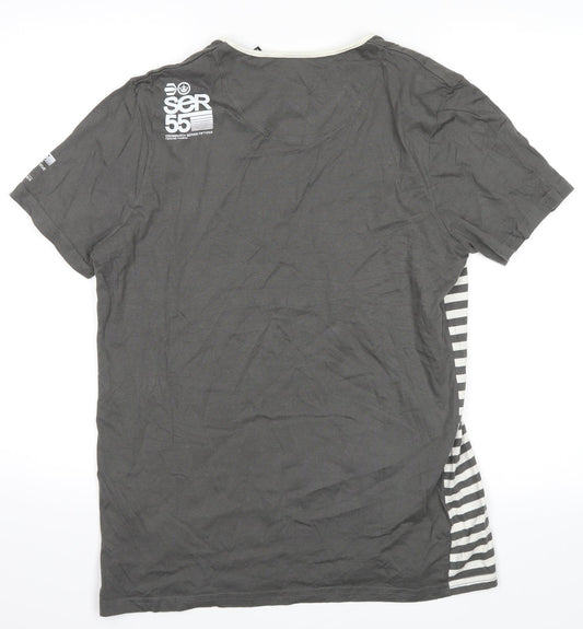 ser 55 Mens Green Striped   T-Shirt Size M