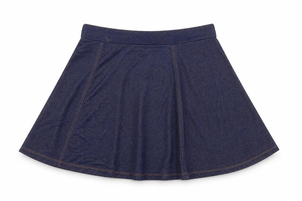 Front view of H&M women’s blue a-line skirt, size S