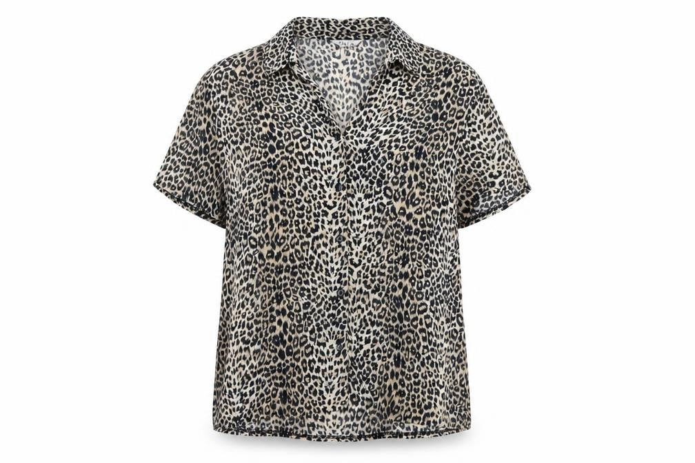 OPUS Womens Brown Animal Print  Basic Button-Up Size 10