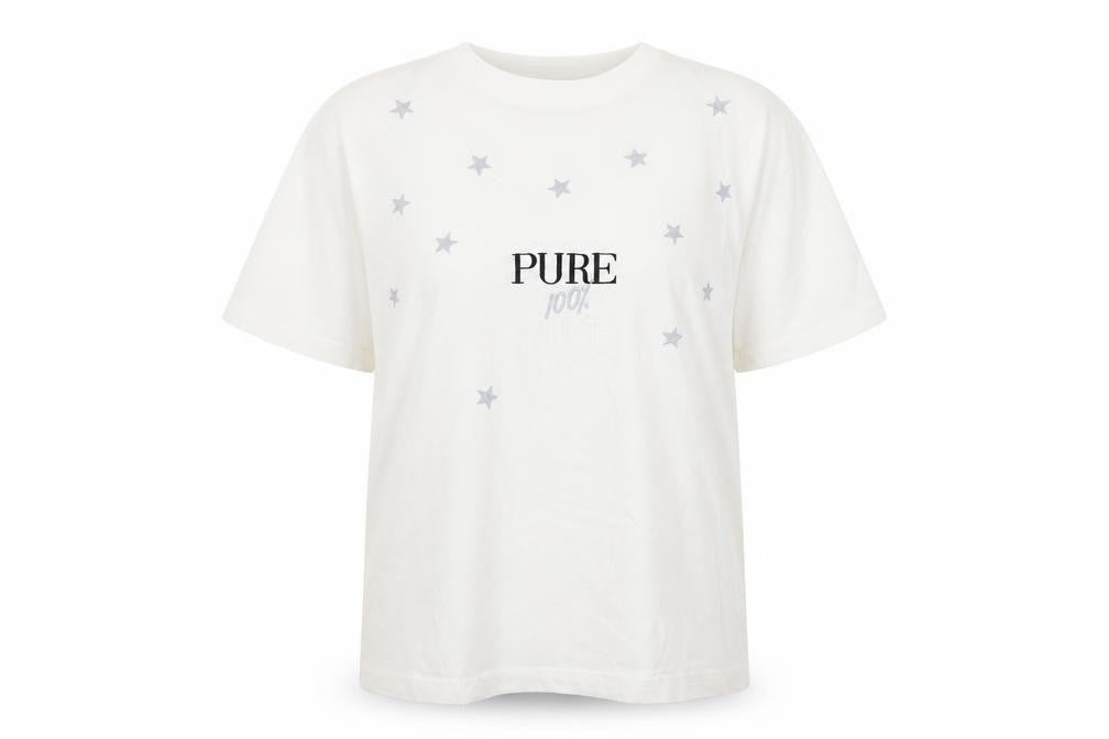 Front view of bavardage women’s white basic t-shirt one size - pure 100% life