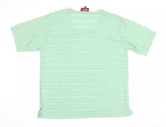 Icecube Womens Green Striped  Basic T-Shirt Size XL