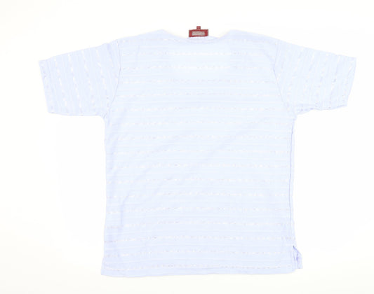 Icecube Womens Purple Striped  Basic T-Shirt Size L