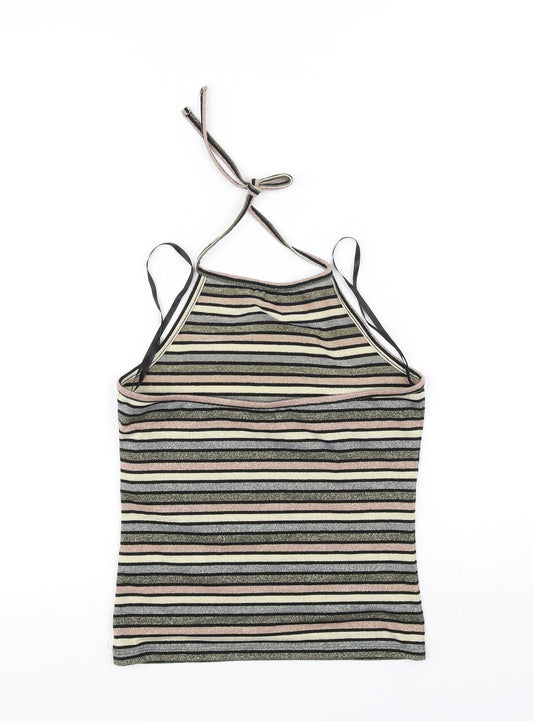 Topshop Womens Pink Striped  Basic T-Shirt Size 12