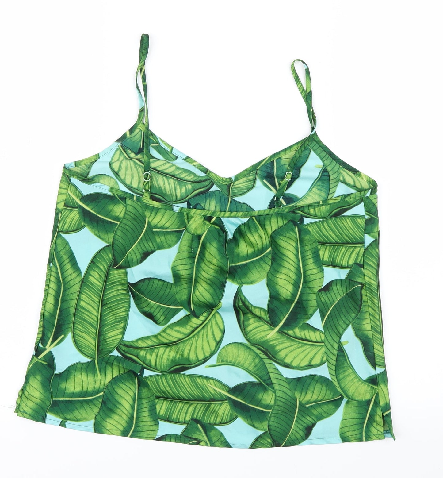 Matalan Womens Green Geometric Satin Cami Pyjama Top Size 10