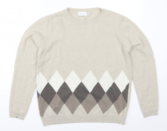 Cotswold Womens Beige Argyle/Diamond  Pullover Jumper Size M