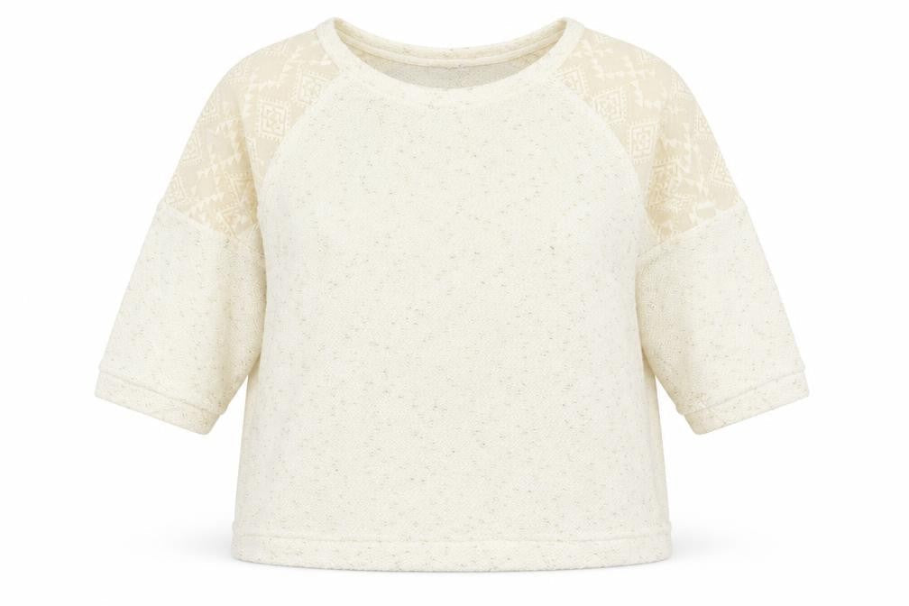 Front view of Next women’s ivory geometric jumper, size UK 16