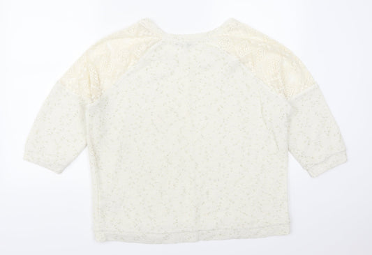 NEXT Womens Ivory Geometric  Pullover Jumper Size 16
