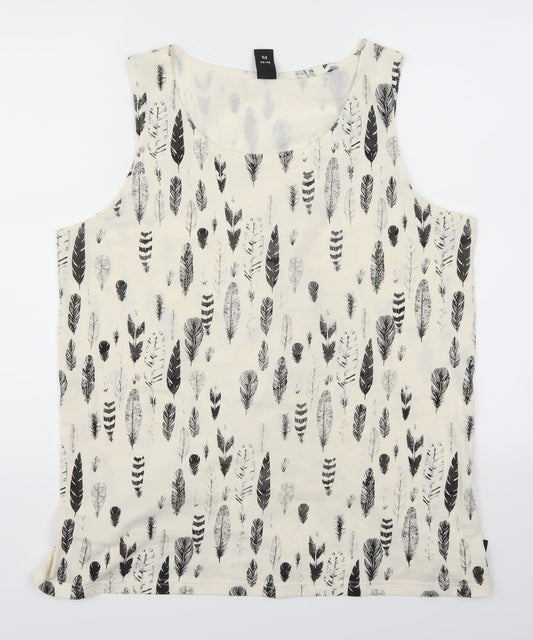 Adiva Womens Beige   Basic Tank Size M  - Feathers