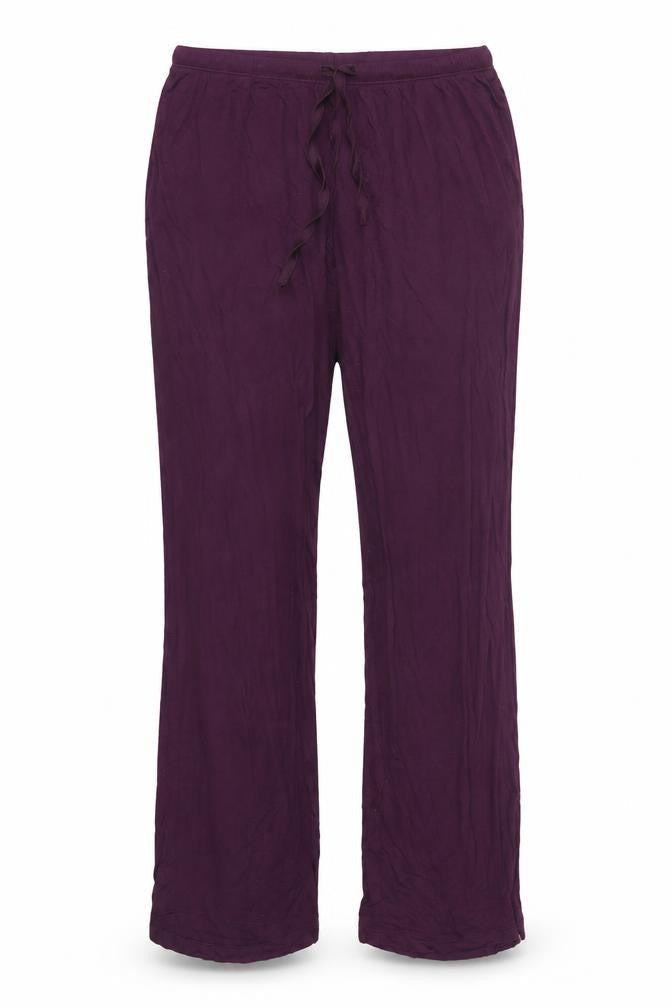 Front view of Midnight women’s purple trousers, size M, 28-inch leg - loungewear