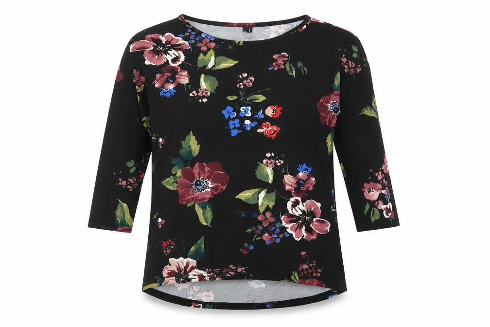 Front view of Vero Moda women’s black floral jumper, size M