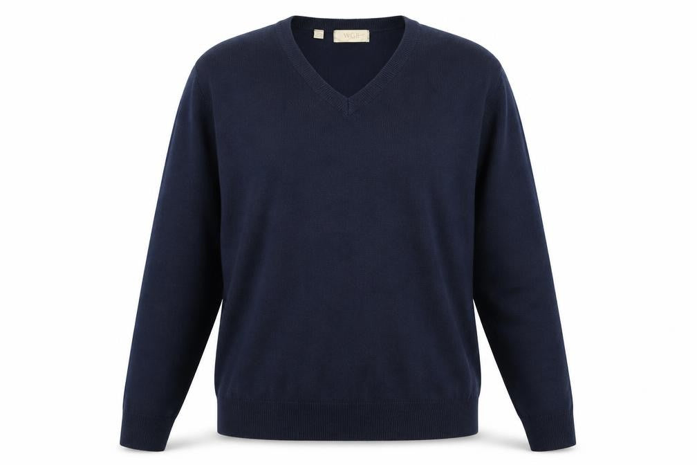 Front view of W&B women’s blue jumper, size L