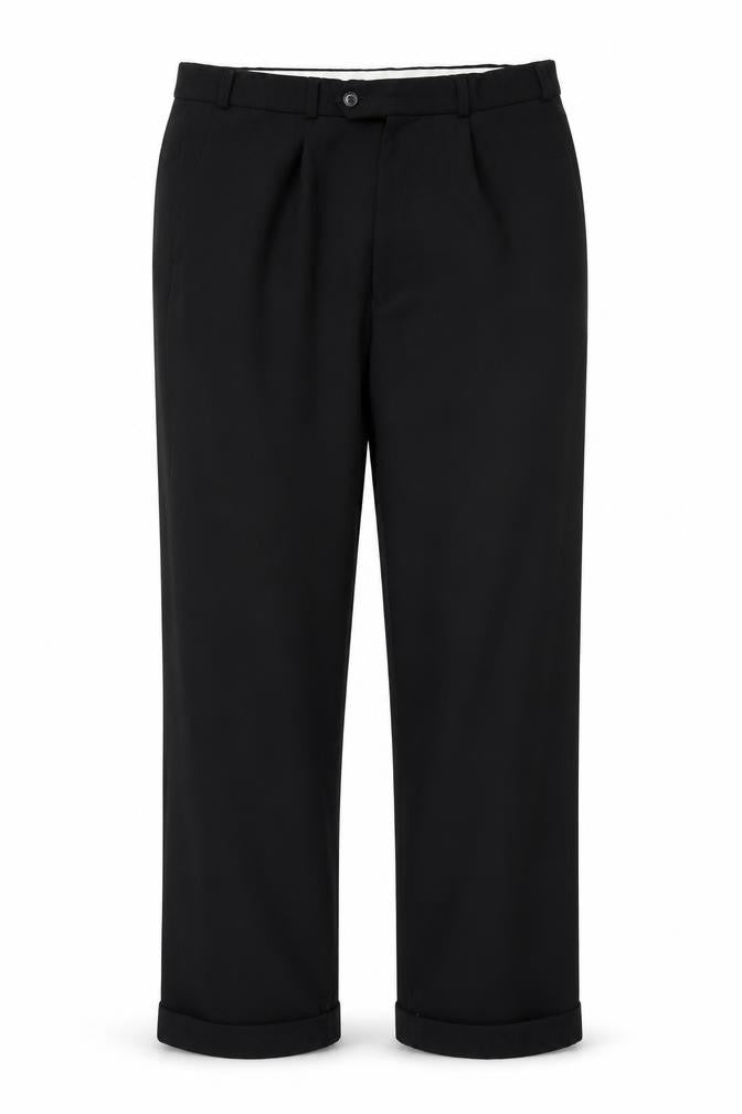 Front view of Emporium women’s black trousers, size UK 34, in, 28-inch leg