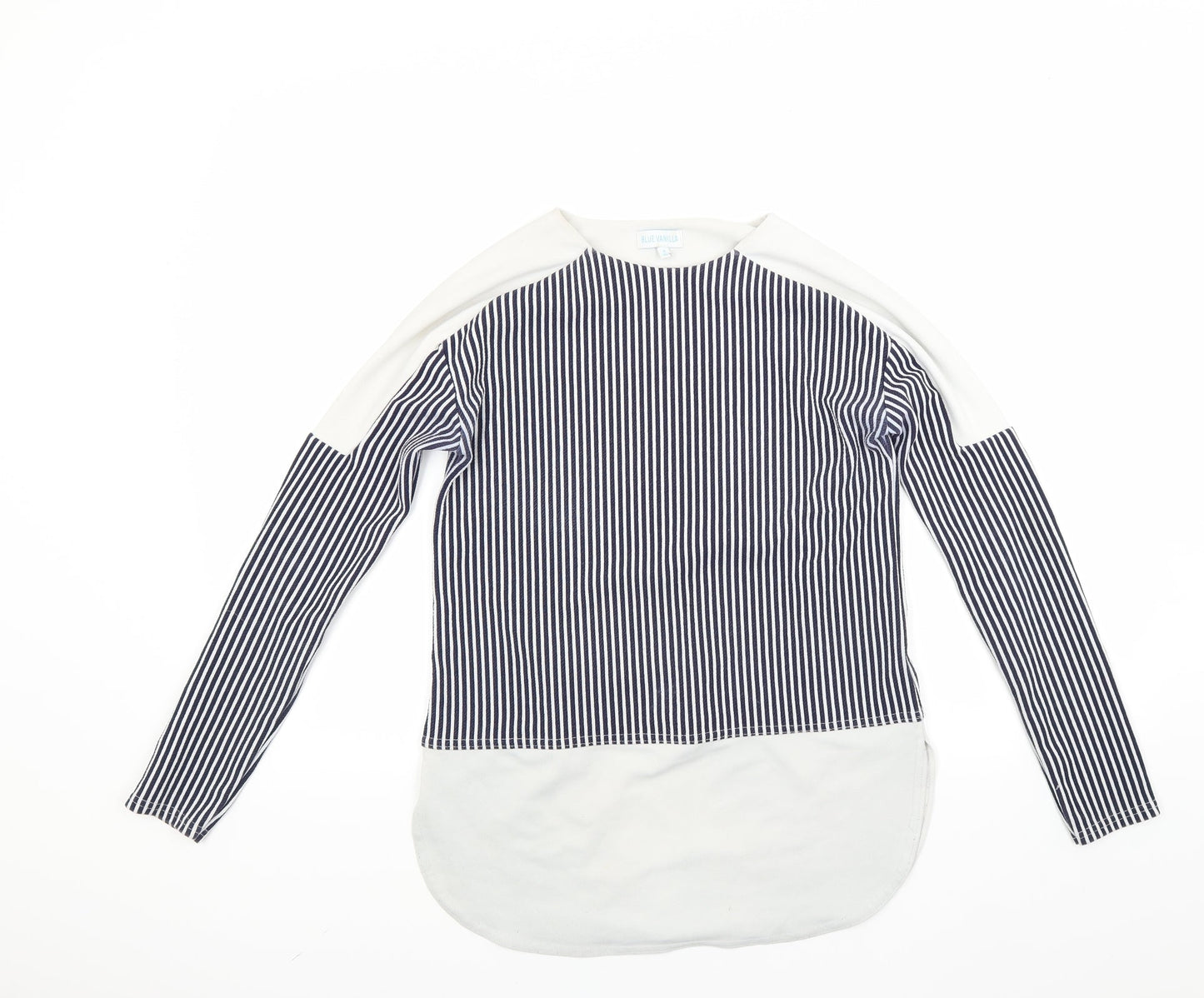 blue vanilla Womens Blue Striped  Pullover Sweatshirt Size 8