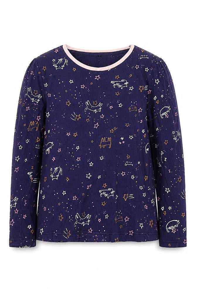 Front view of pre worn girls’ blue basic t-shirt, size 10-11, years