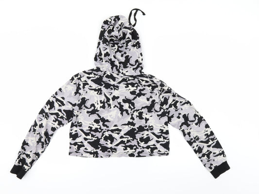 Select Womens Grey Camouflage  Pullover Hoodie Size 10  - cropped hoodie