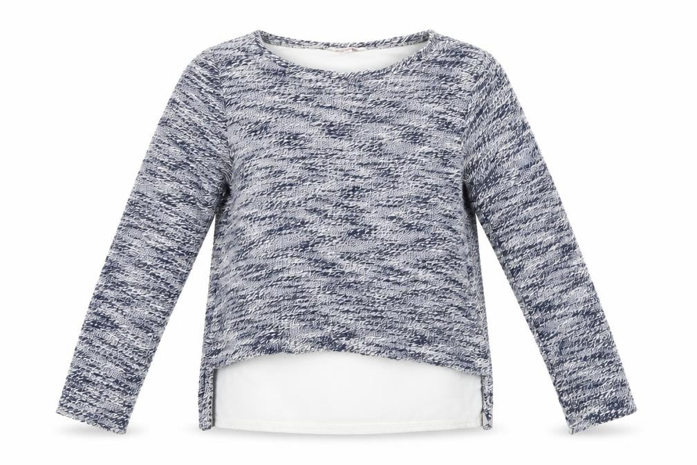 Front view of Miss Evie girls’ blue jumper, size 9-10, years