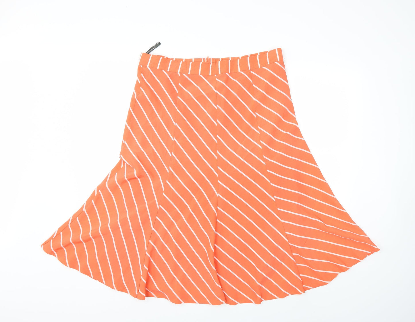 Preworn Womens Orange Striped  Flare Skirt Size 36 in
