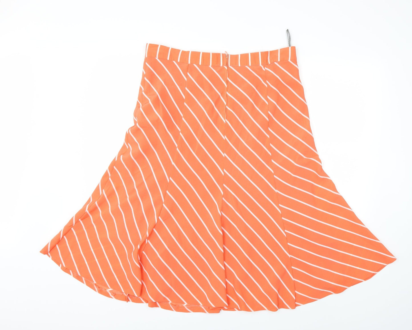 Preworn Womens Orange Striped  Flare Skirt Size 36 in