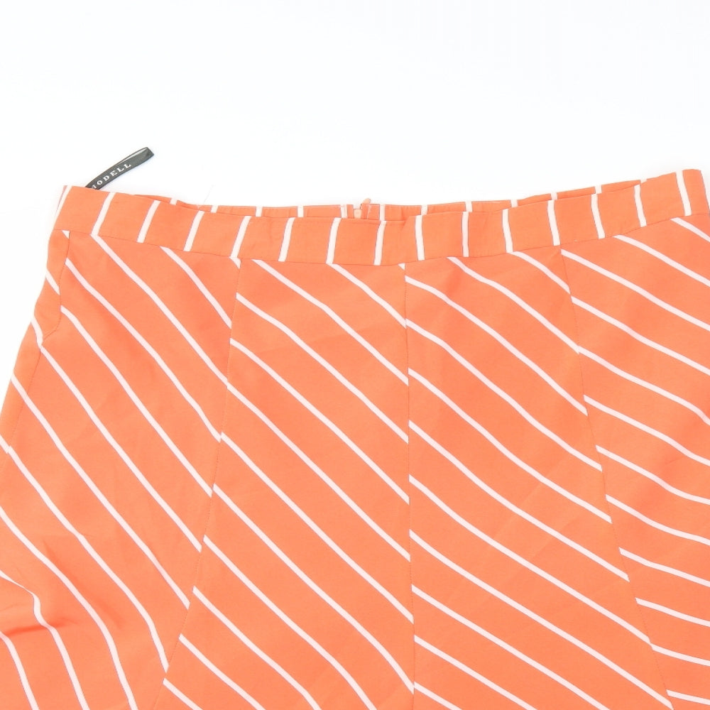 Preworn Womens Orange Striped  Flare Skirt Size 36 in