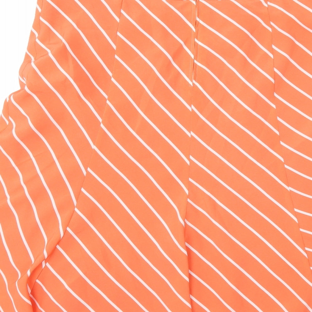 Preworn Womens Orange Striped  Flare Skirt Size 36 in