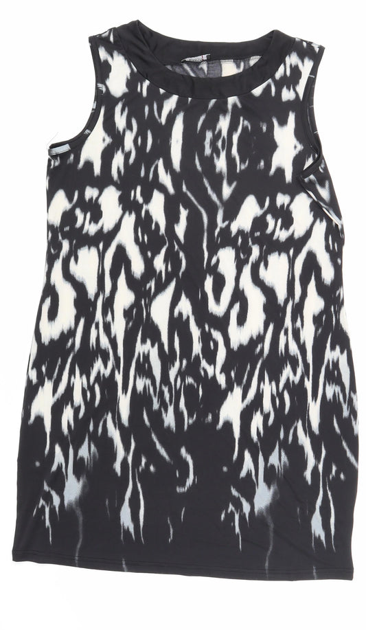 Klass Womens Black Animal Print  Basic T-Shirt Size L
