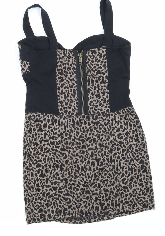 Crafted Womens Blue Animal Print  Mini  Size 10  - built in bra