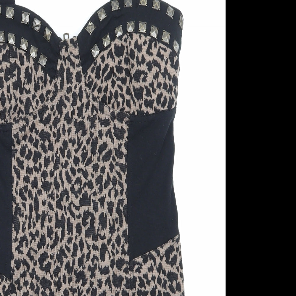 Crafted Womens Blue Animal Print  Mini  Size 10  - built in bra