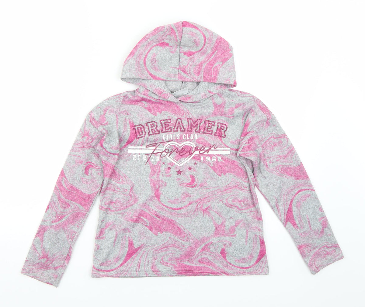 Additional front view of Matalan girls’ pink pullover hoodie, size 9, years