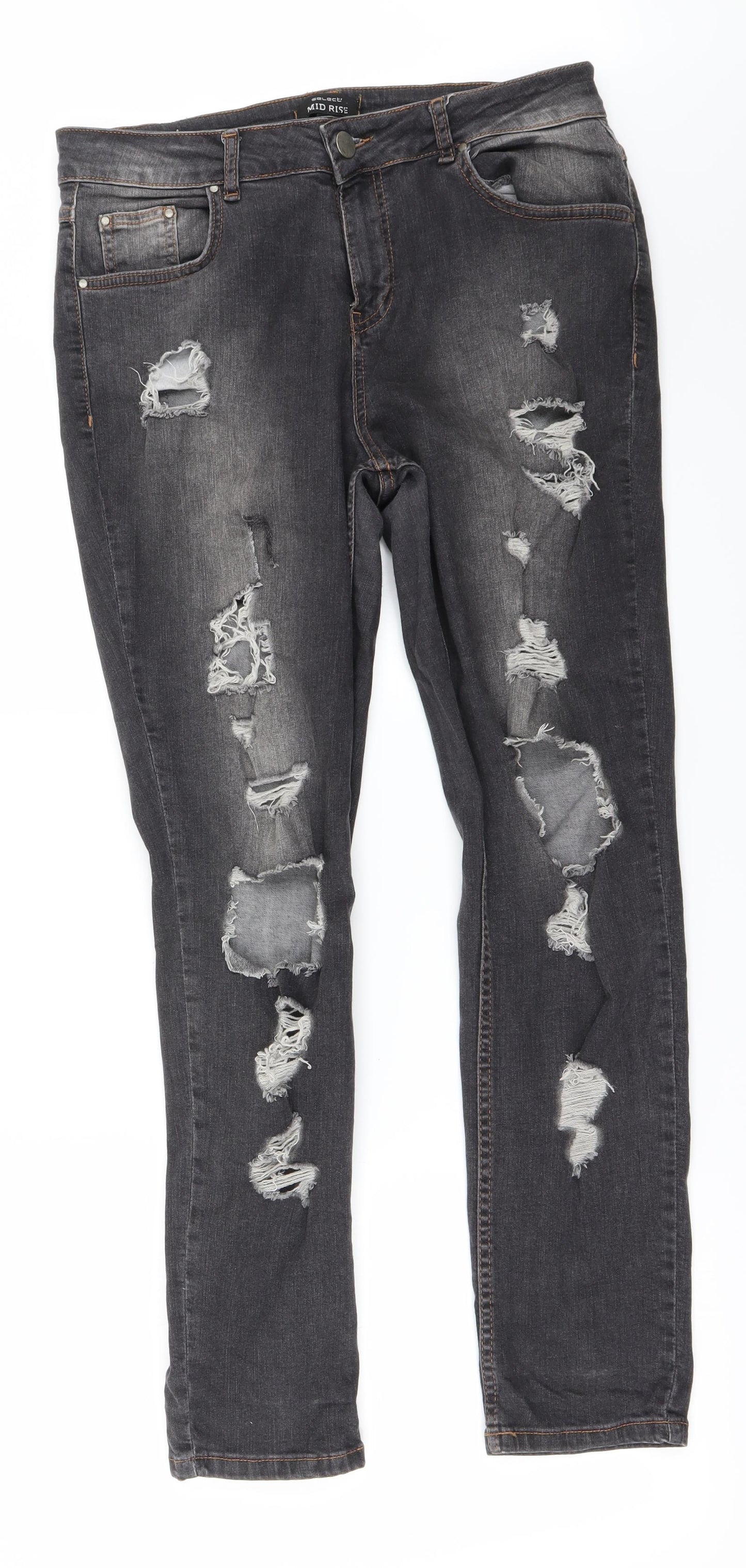 Selected Womens Grey   Straight Jeans Size 12 L27 in