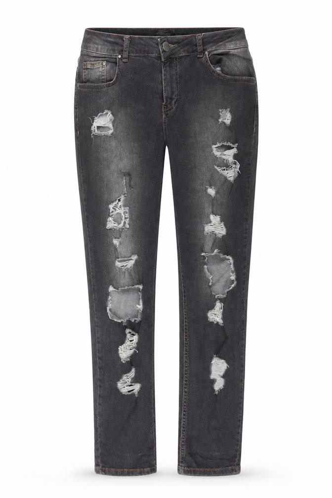 Front view of Selected women’s grey straight jeans, size UK 12, 27-inch leg