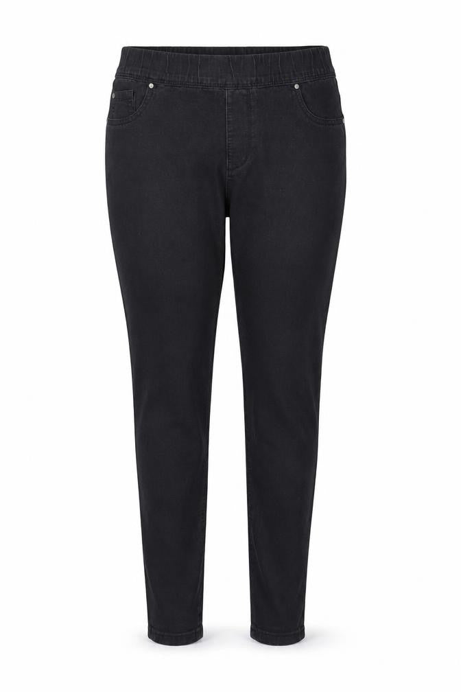 Front view of denim co women’s grey trousers, size UK 14, 27-inch leg
