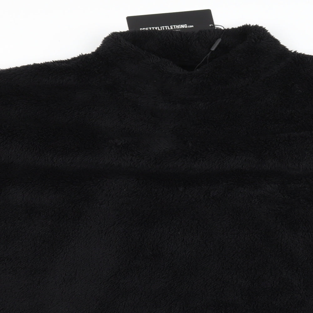 PRETTYLITTLETHING Womens Black  Microfibre Pullover Sweatshirt Size 8