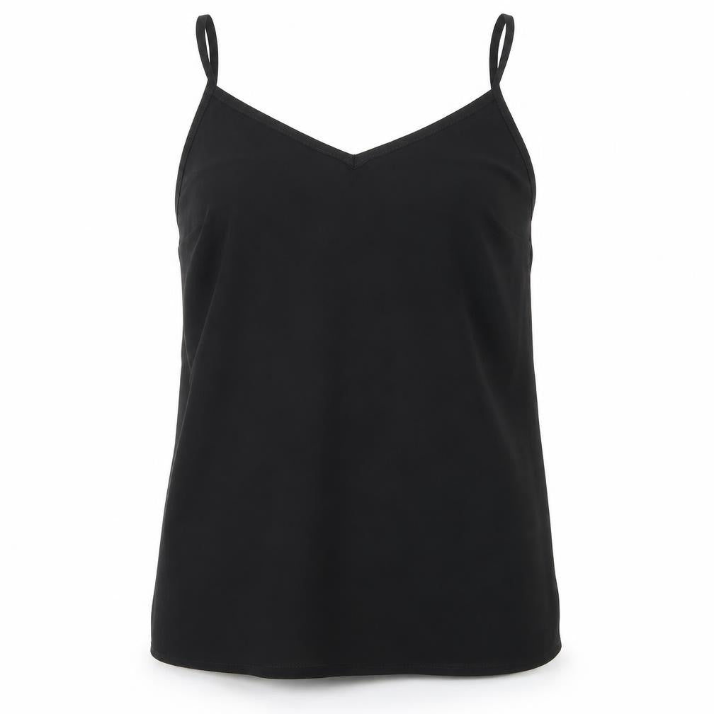Front view of Very women’s black camisole t-shirt, size UK 8