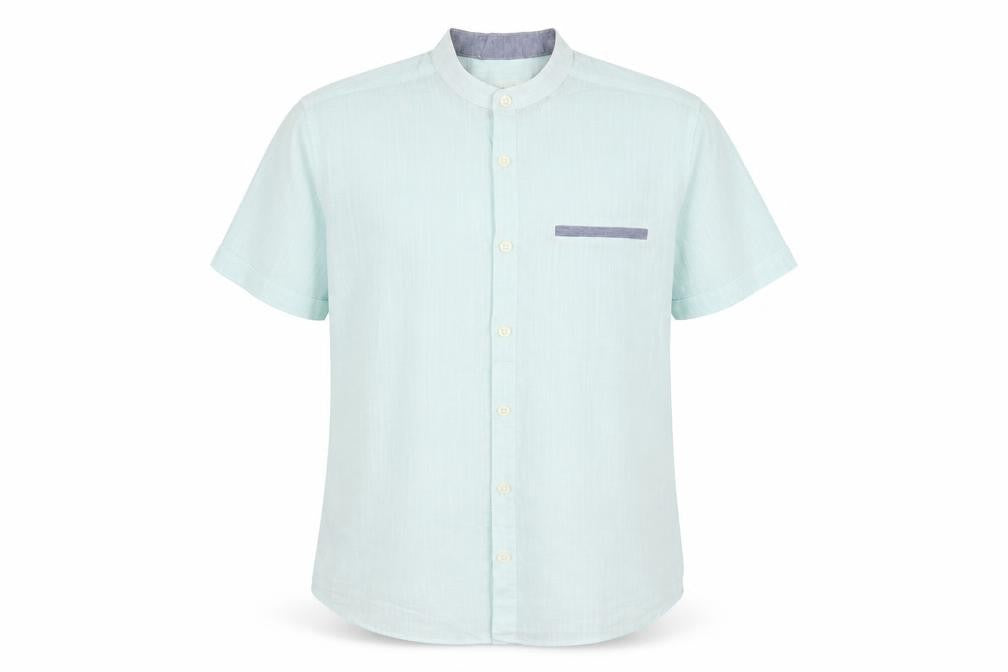 Front view of LCW Young men’s blue button-up, size XS, - dip dye